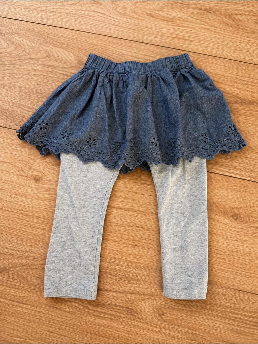 Baby Gap Skirted Leggings 18-24 Months Gray & Chambray Blue